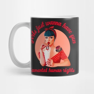 girls just wanna have fundamental human rights cartoon illustration Mug